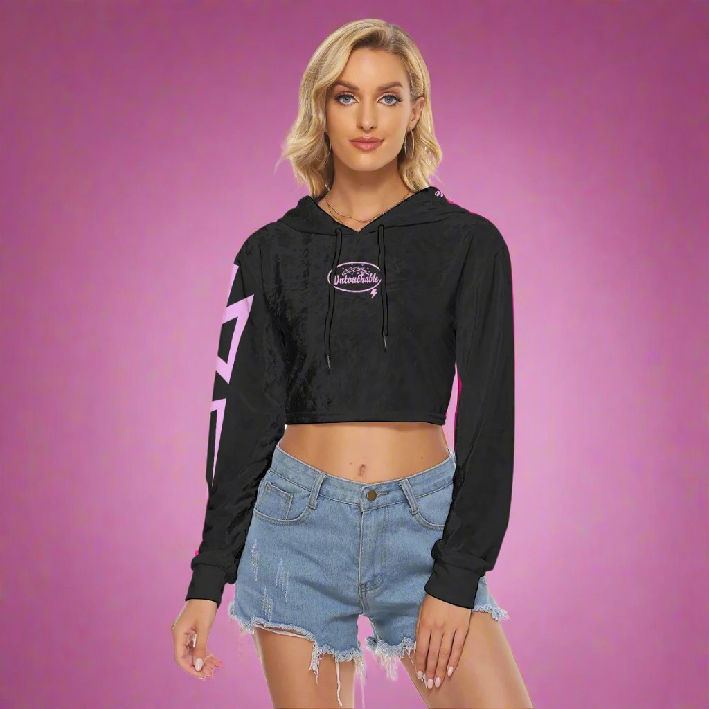 Jaz Effect Women's Crop Top Hoodie Velvet