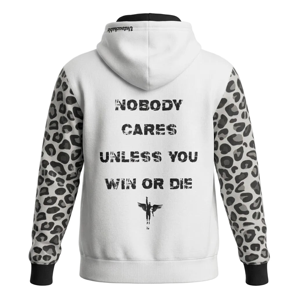 Heavyweight Snow Leopard Print Zip Up Hoodie