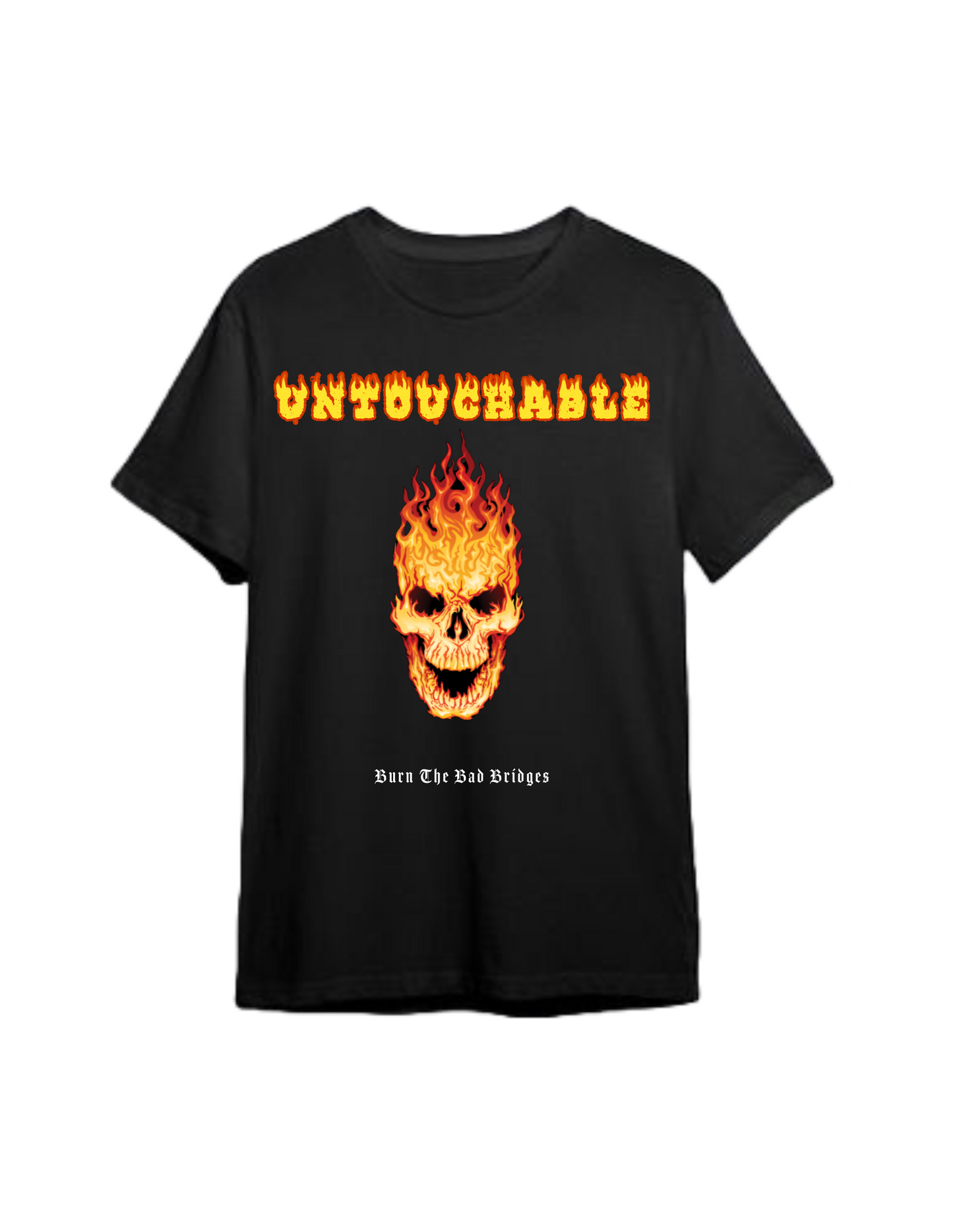 FLAMING SKULL SHORT SLEEVE BLACK TEE